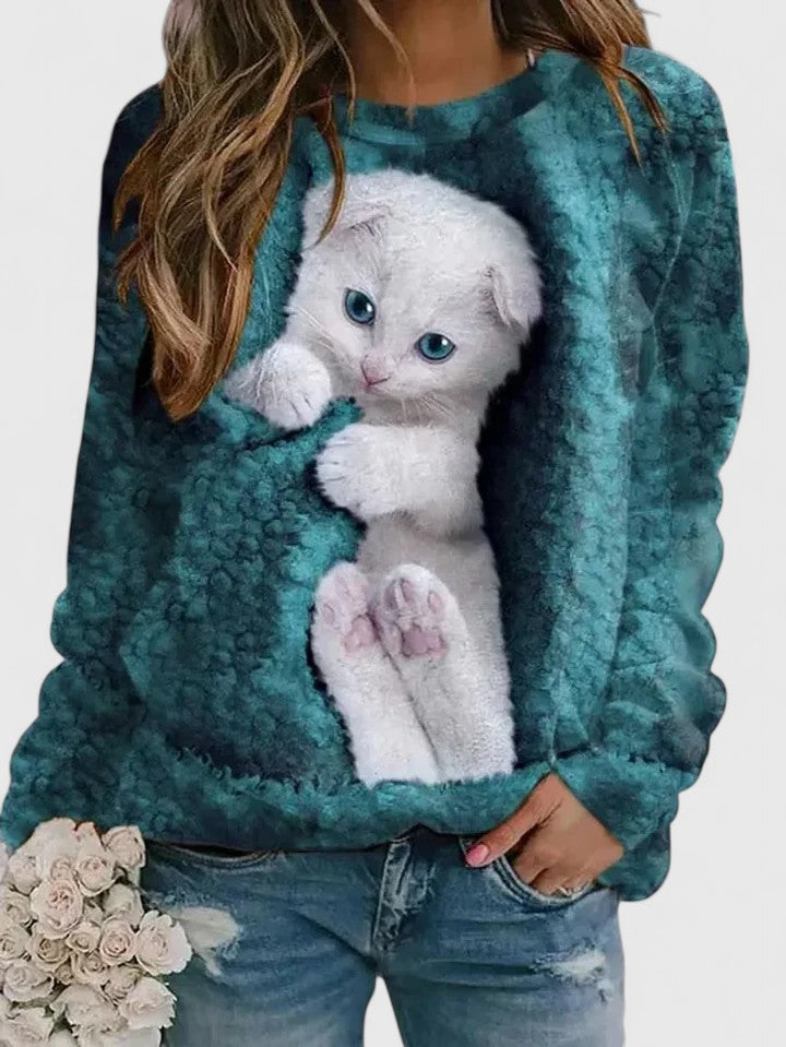 Karen Moree | Cozy Kitten Print Sweater