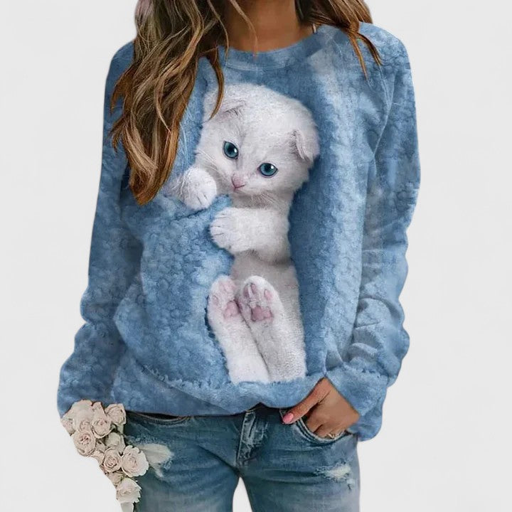 Karen Moree | Cozy Kitten Print Sweater