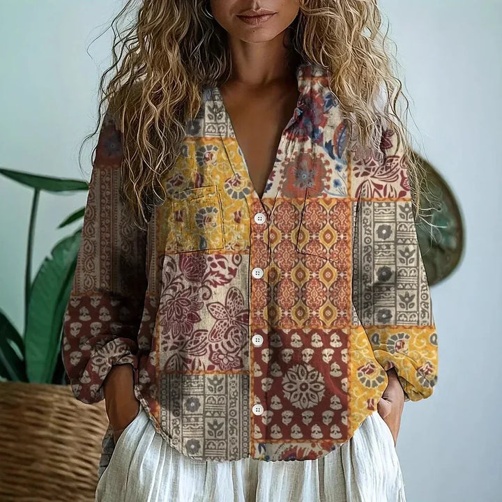 Karen Moree | Vintage Leaf Print Blouse