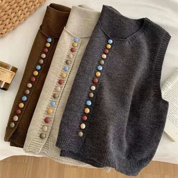 Karen Moree | Color-Button Knit Vest