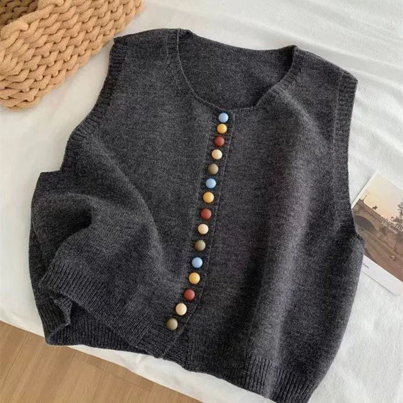 Karen Moree | Color-Button Knit Vest