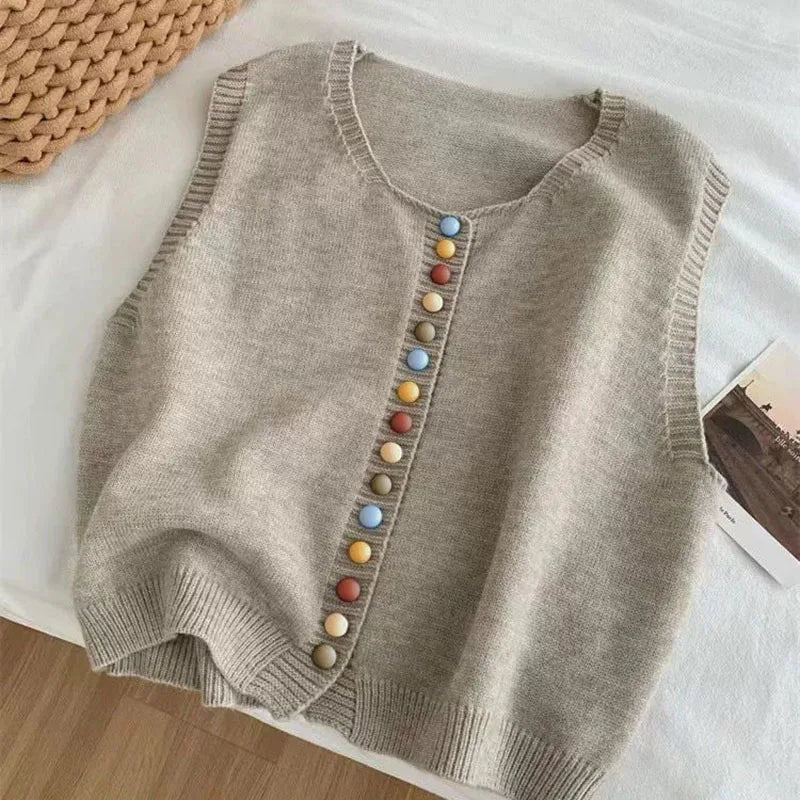 Karen Moree | Color-Button Knit Vest