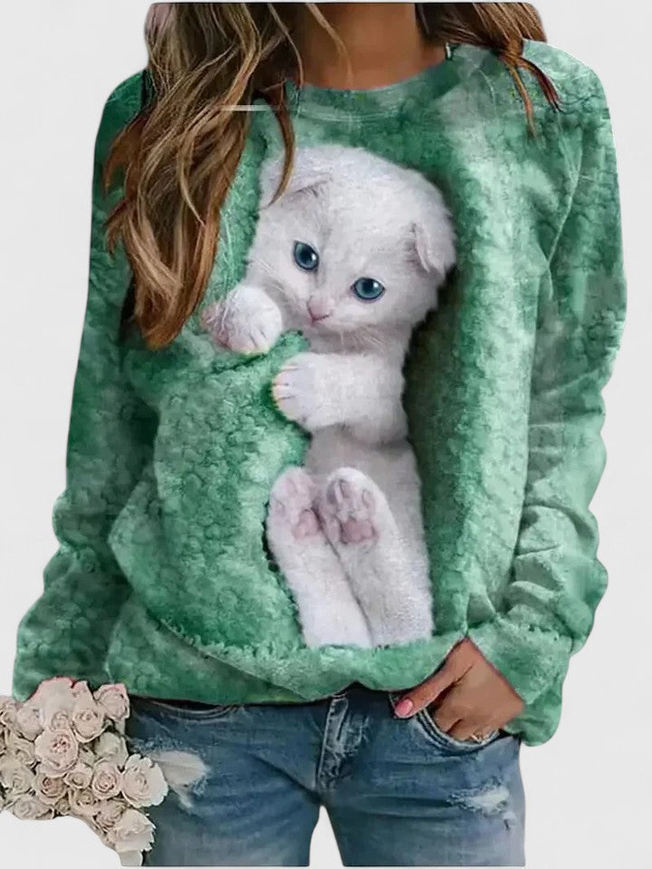 Karen Moree | Cozy Kitten Print Sweater