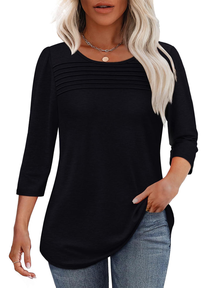 Karen Moree | Pleated 3/4 Sleeve Top