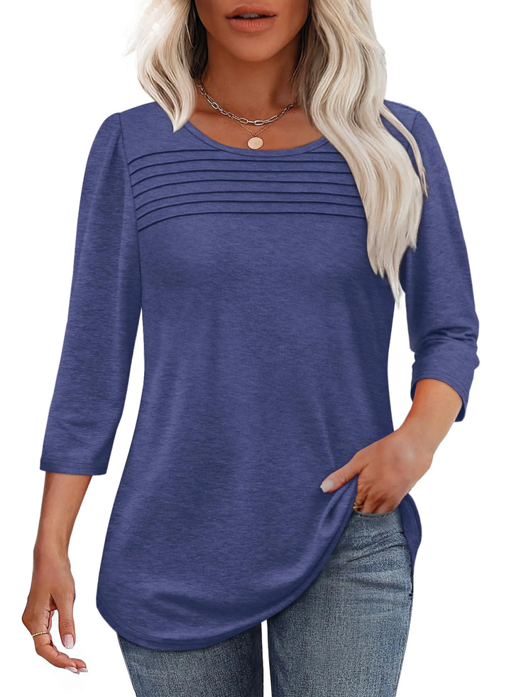 Karen Moree | Pleated 3/4 Sleeve Top