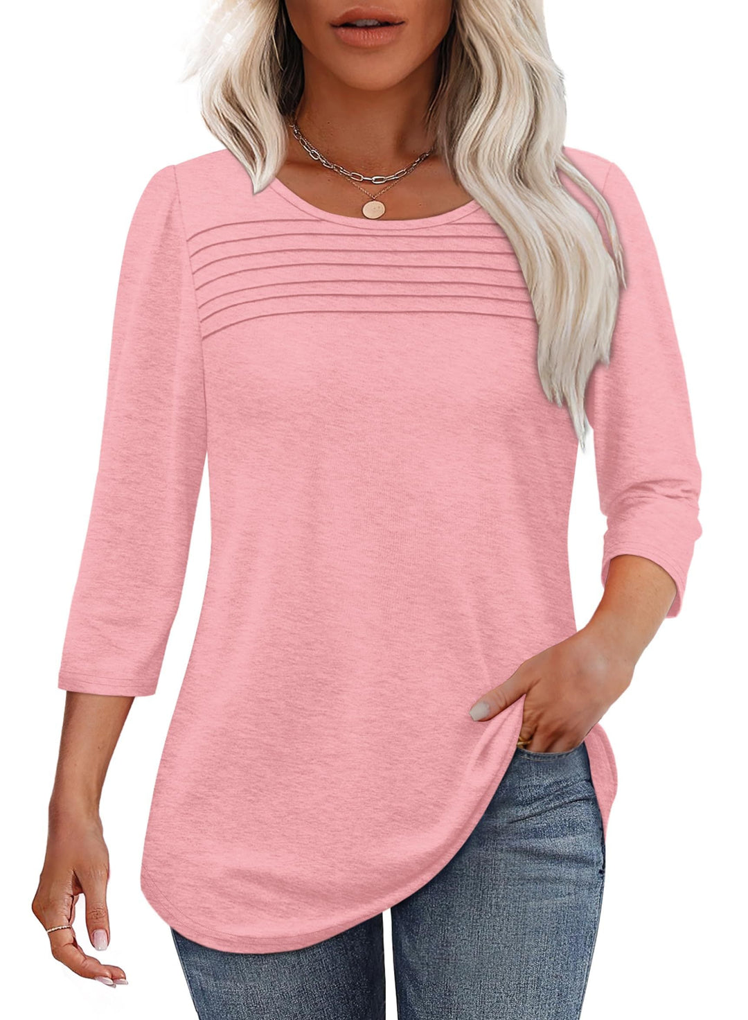Karen Moree | Pleated 3/4 Sleeve Top