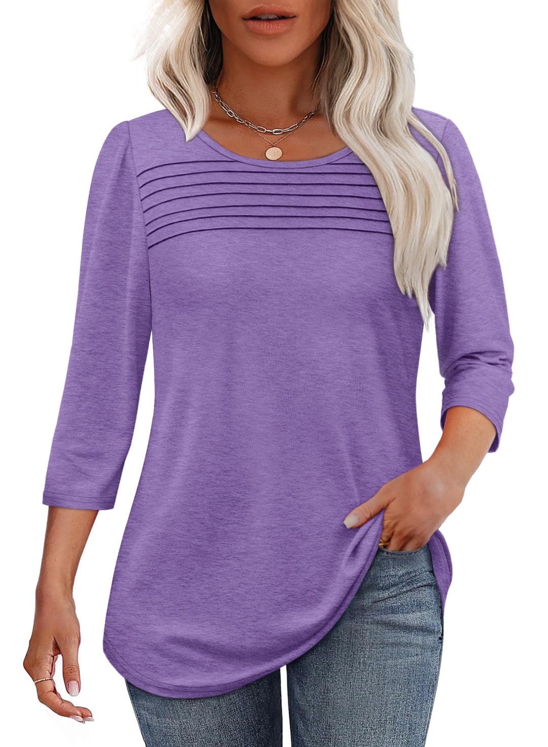 Karen Moree | Pleated 3/4 Sleeve Top