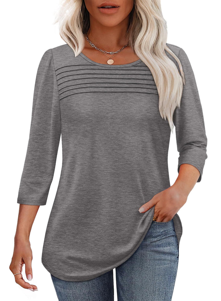 Karen Moree | Pleated 3/4 Sleeve Top