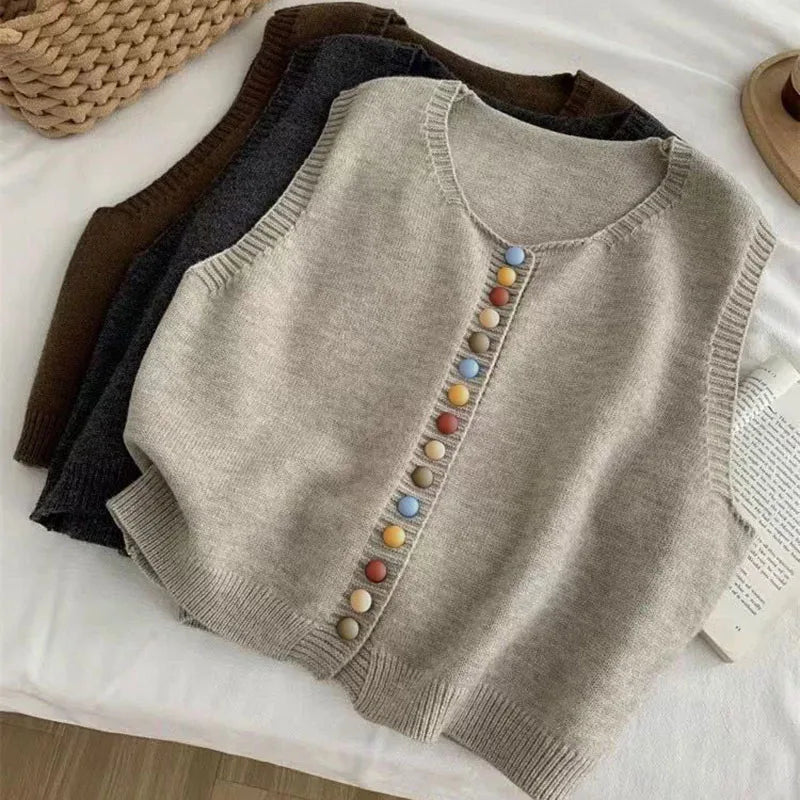 Karen Moree | Color-Button Knit Vest