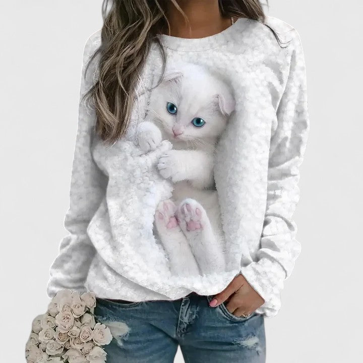 Karen Moree | Cozy Kitten Print Sweater