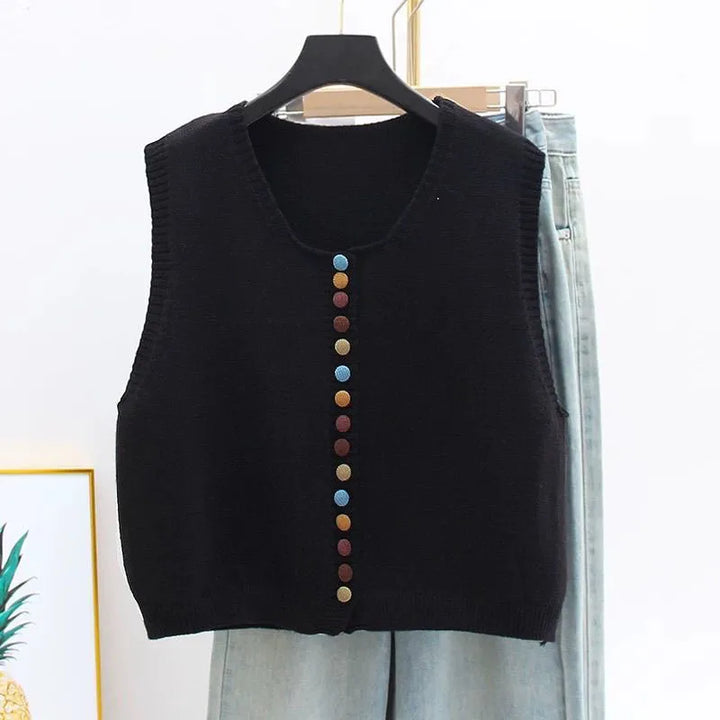 Karen Moree | Color-Button Knit Vest