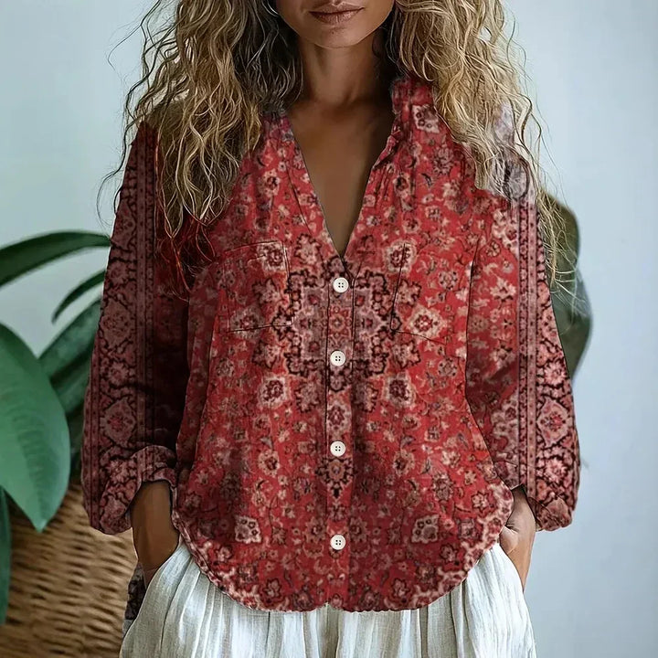 Karen Moree | Vintage Leaf Print Blouse