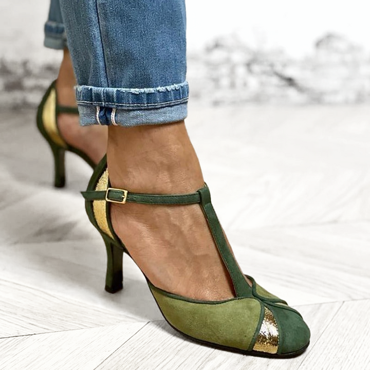 Karen Moree | Green And Gold T-Bar Heel