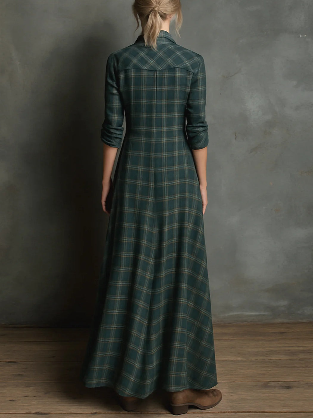 Karen Moree | Western Plaid Maxi Shirt Dress