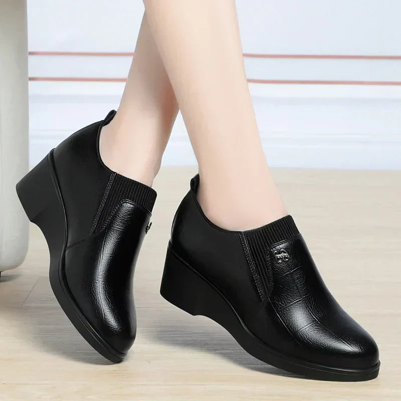 Karen Moree | Fashionable Leather Wedge Shoes