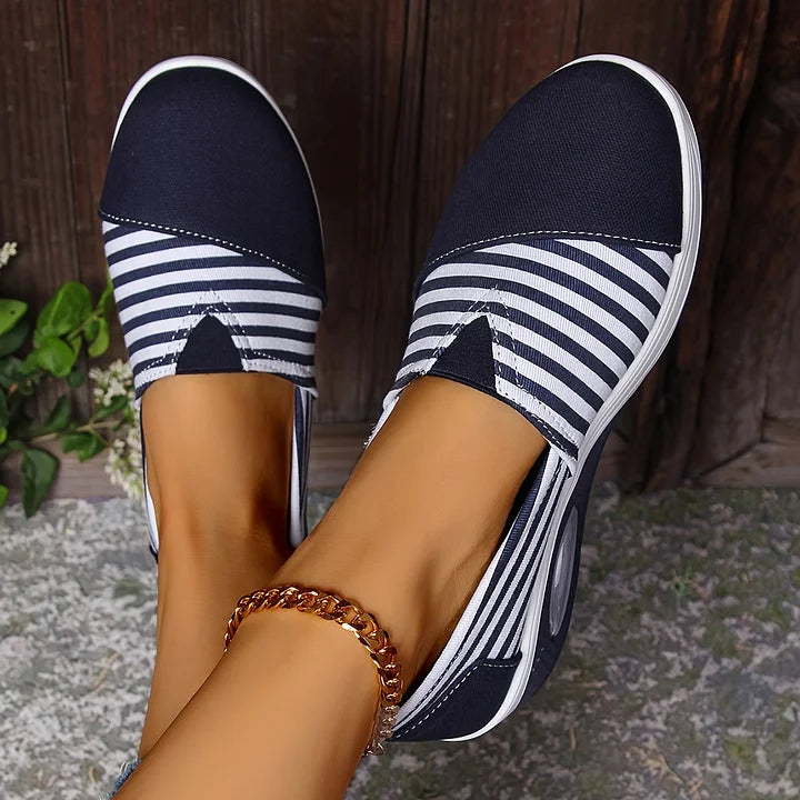 Karen Moree | Comfortable Striped Slip-On Sneakers