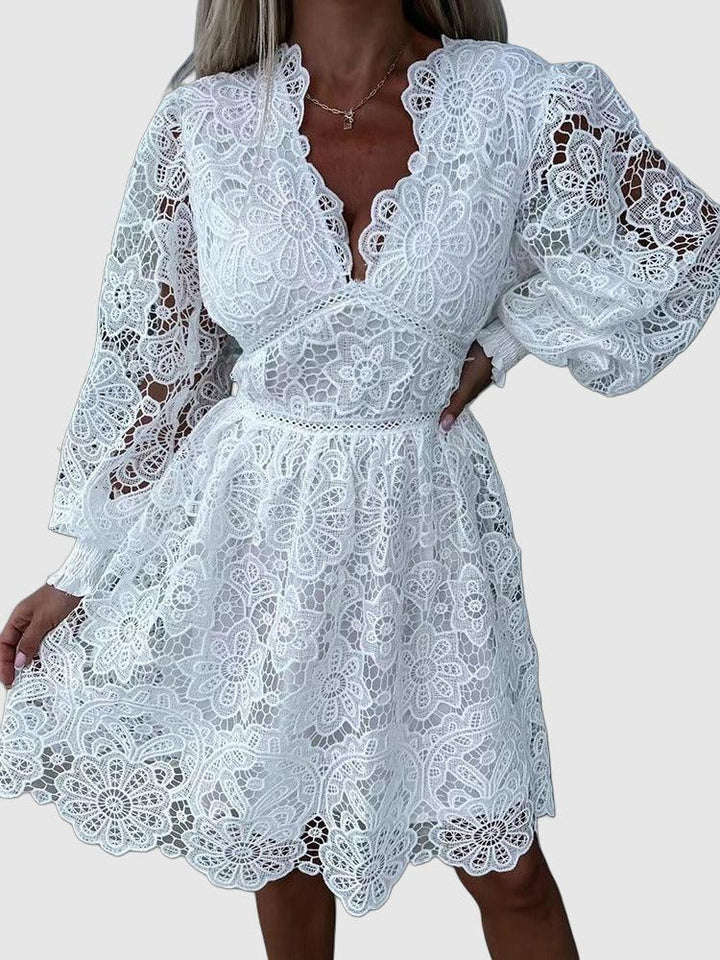 Karen Moree | Lace Cocktail Dress With Floral Detailing