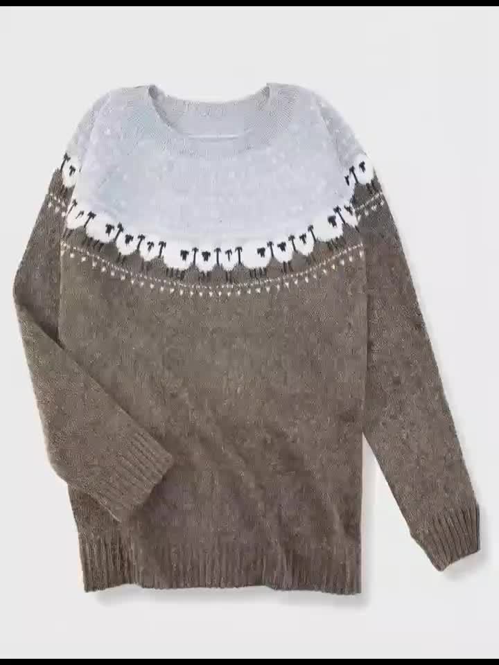 Karen Moree | Elegant Winter Sweater, Sheep Jacquard Pattern