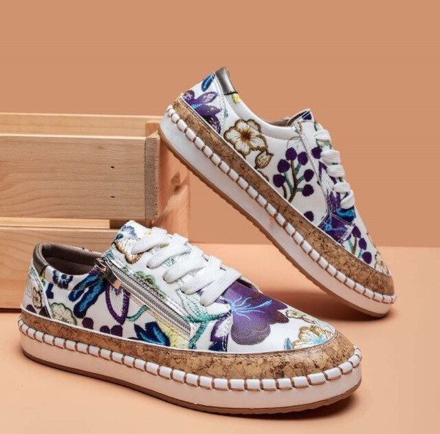 Karen Moree | Floral Orthopedic Zipper Sneakers