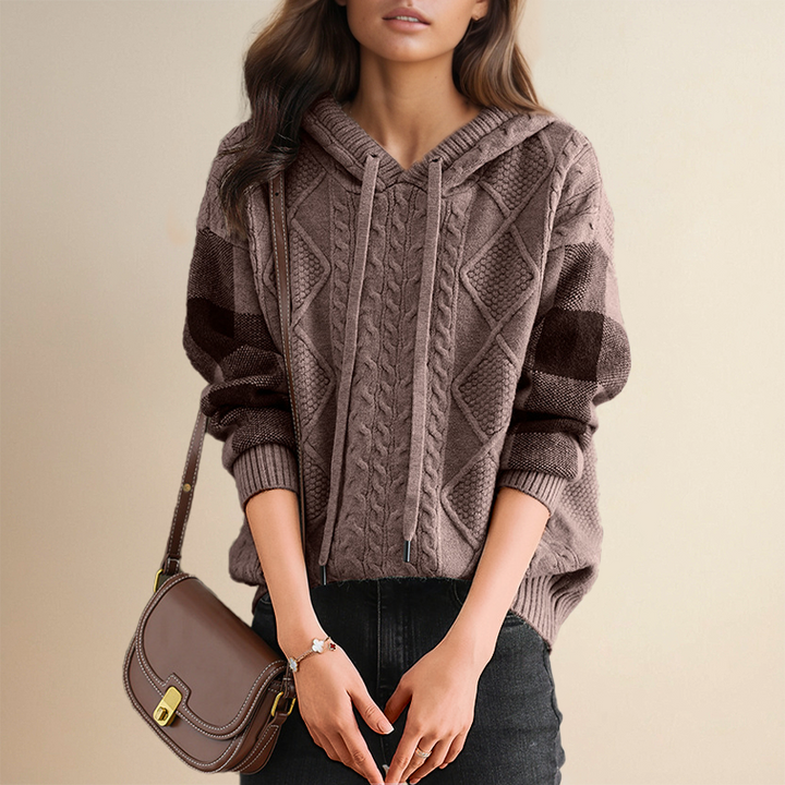 Karen Moree | Cable Knit Hoodie Sweater