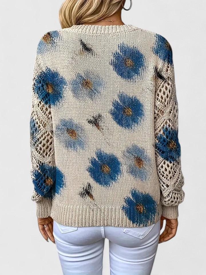Karen Moree | Elegant Floral Knit Sweater