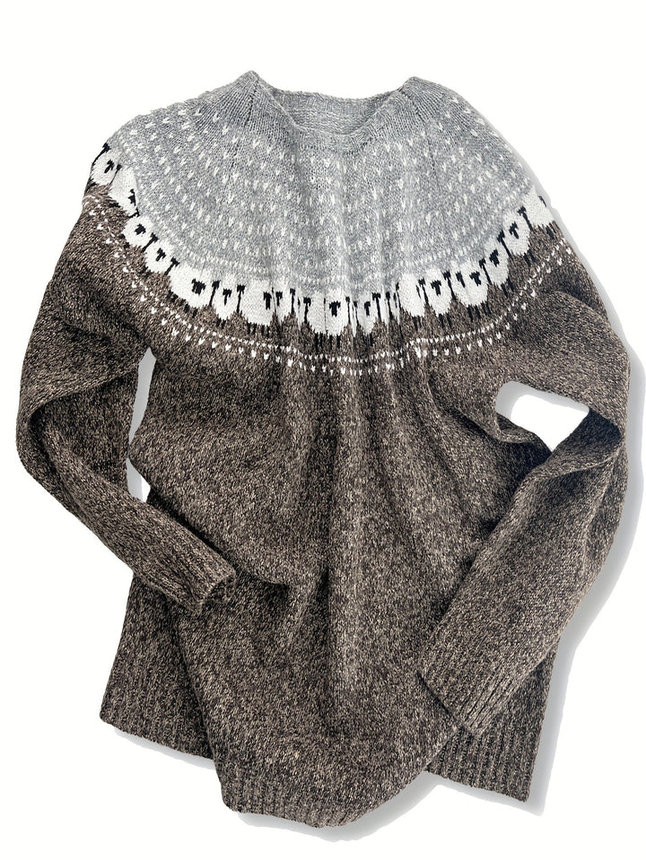 Karen Moree | Elegant Winter Sweater, Sheep Jacquard Pattern