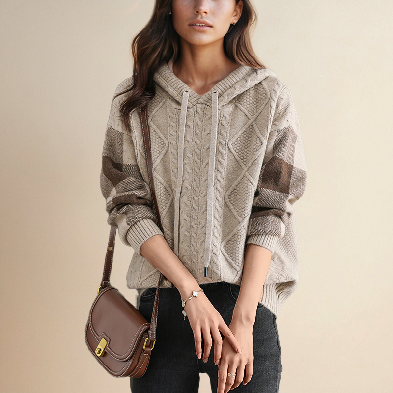 Karen Moree | Cable Knit Hoodie Sweater