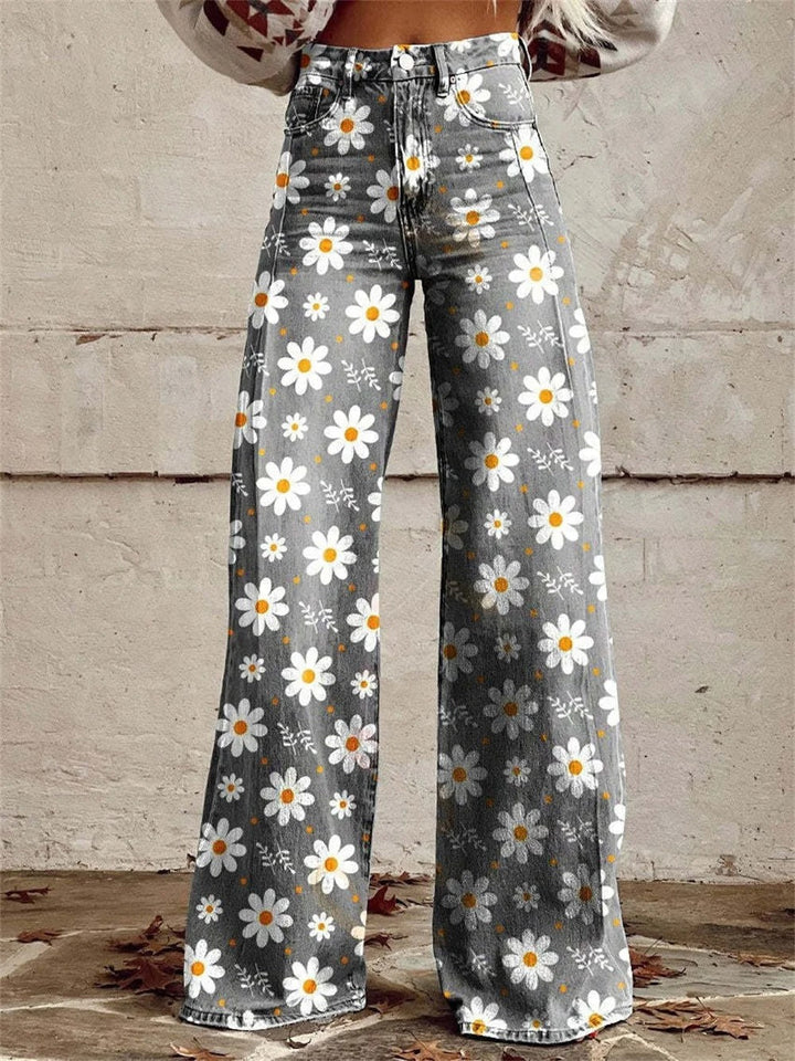 Karen Moree | Comfortable Colourful Floral Print Wide Leg Pants