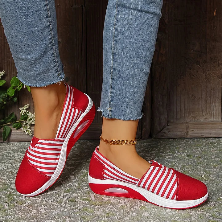 Karen Moree | Comfortable Striped Slip-On Sneakers