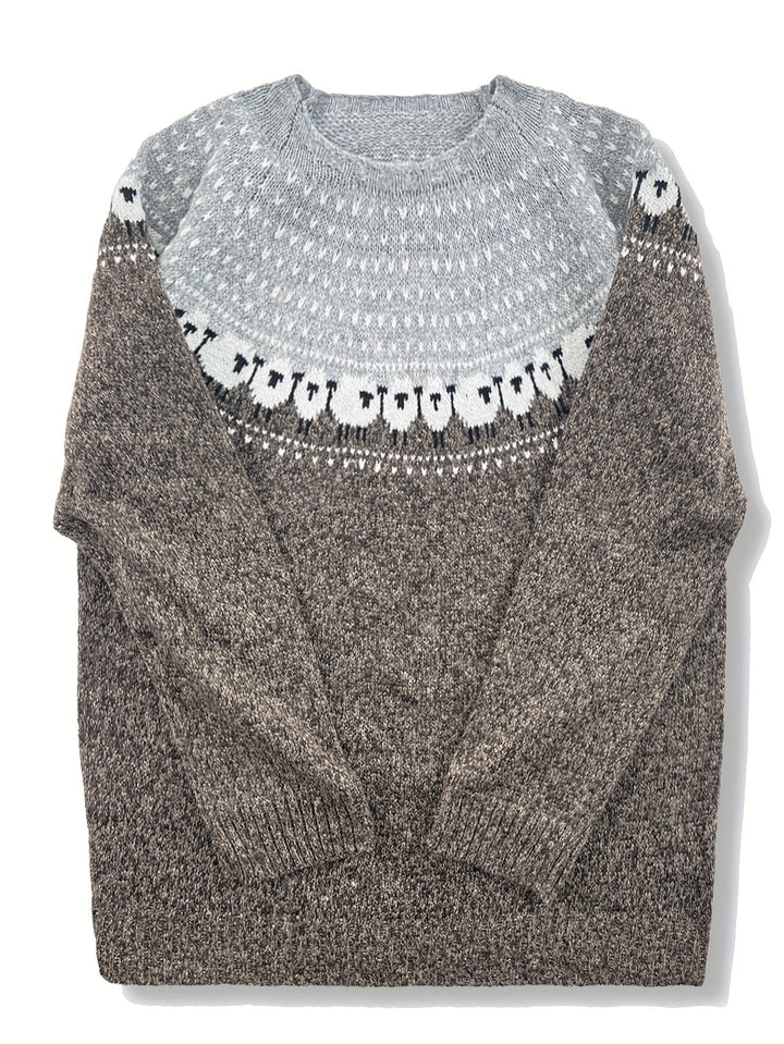 Karen Moree | Elegant Winter Sweater, Sheep Jacquard Pattern
