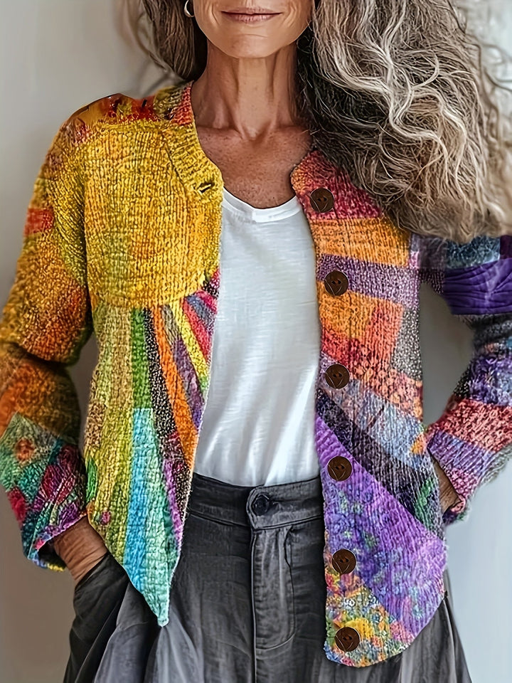 Karen Moree | Artful Patchwork Button Cardigan