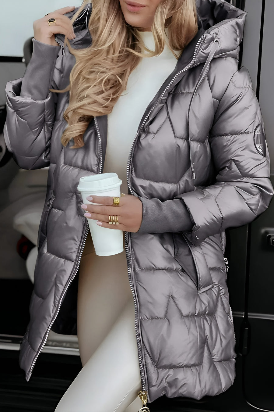 Karen Moree | Elegant Winter Coat, Hood, Padding