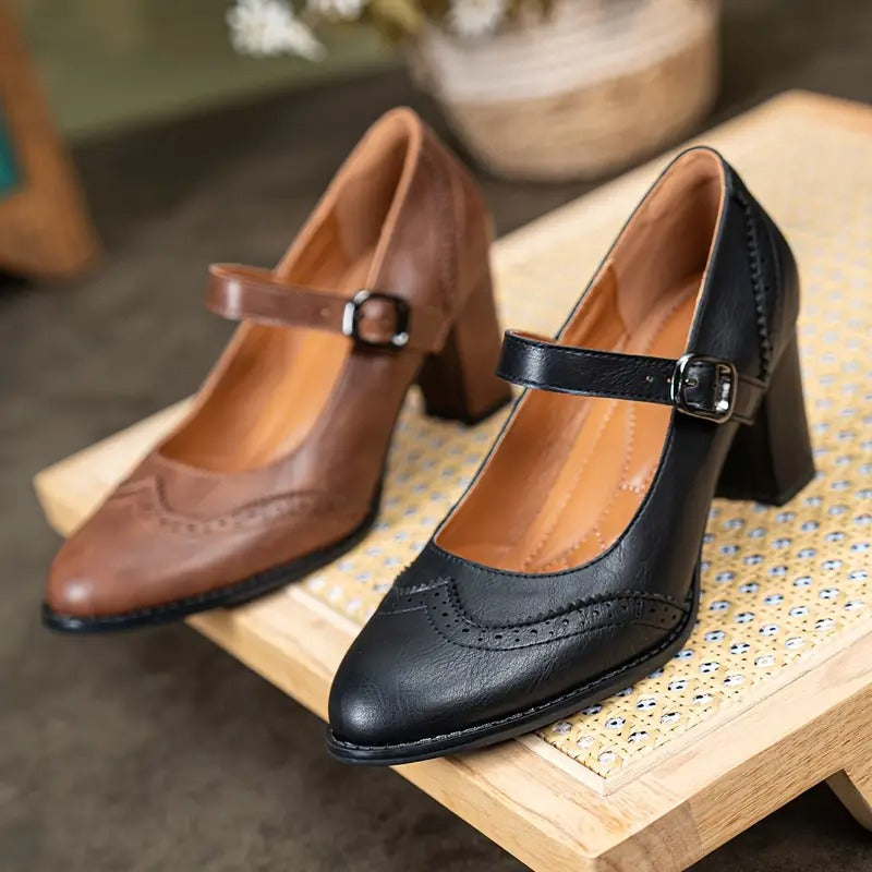 Karen Moree | High Heels Leather Shoes With Buckle