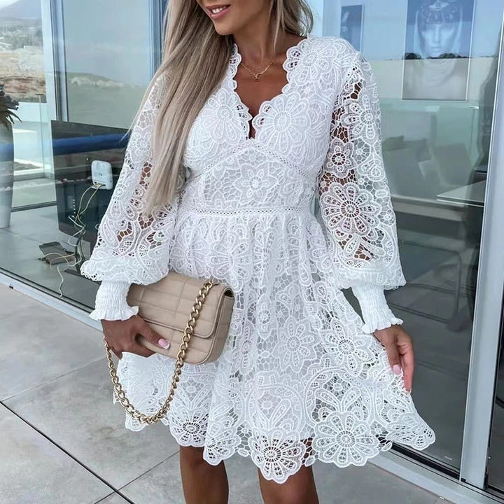 Karen Moree | Lace Cocktail Dress With Floral Detailing