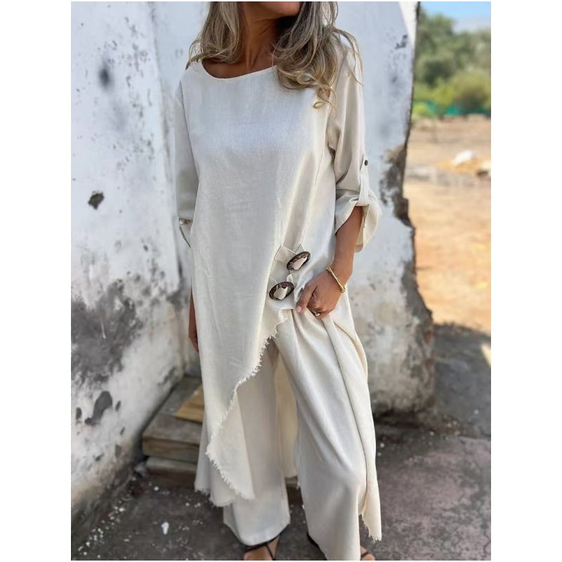 Karen Moree | Cotton-Linen Dress And Pants Set