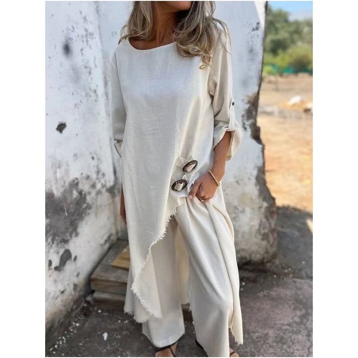 Karen Moree | Cotton-Linen Dress And Pants Set