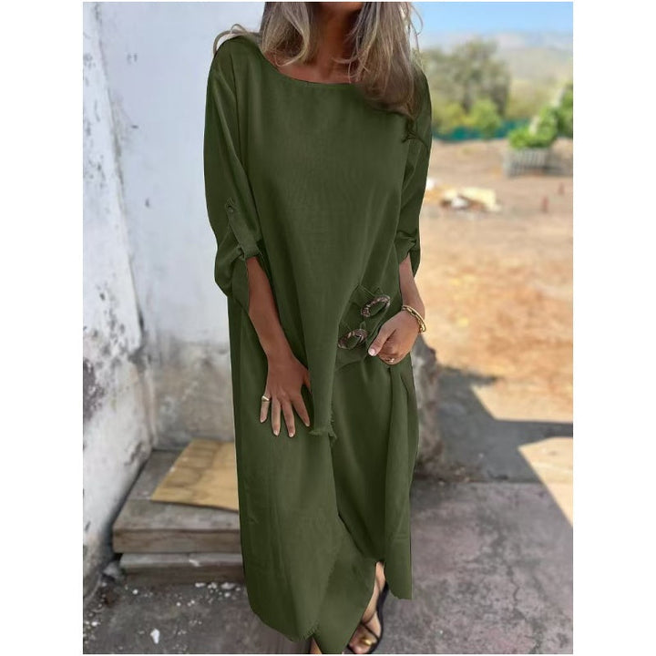 Karen Moree | Cotton-Linen Dress And Pants Set