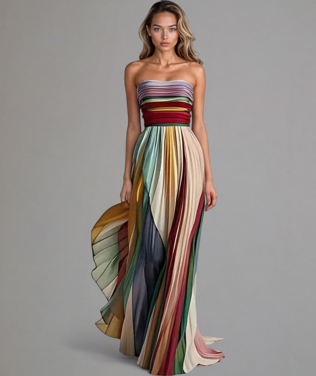 Karen Moree | Strapless Striped Dress