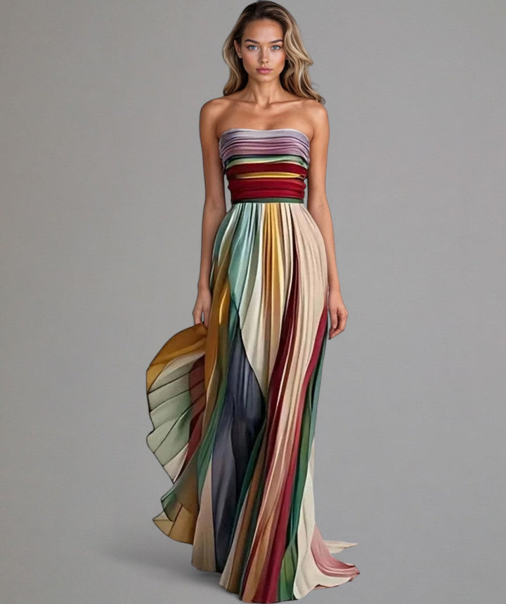 Karen Moree | Strapless Striped Dress