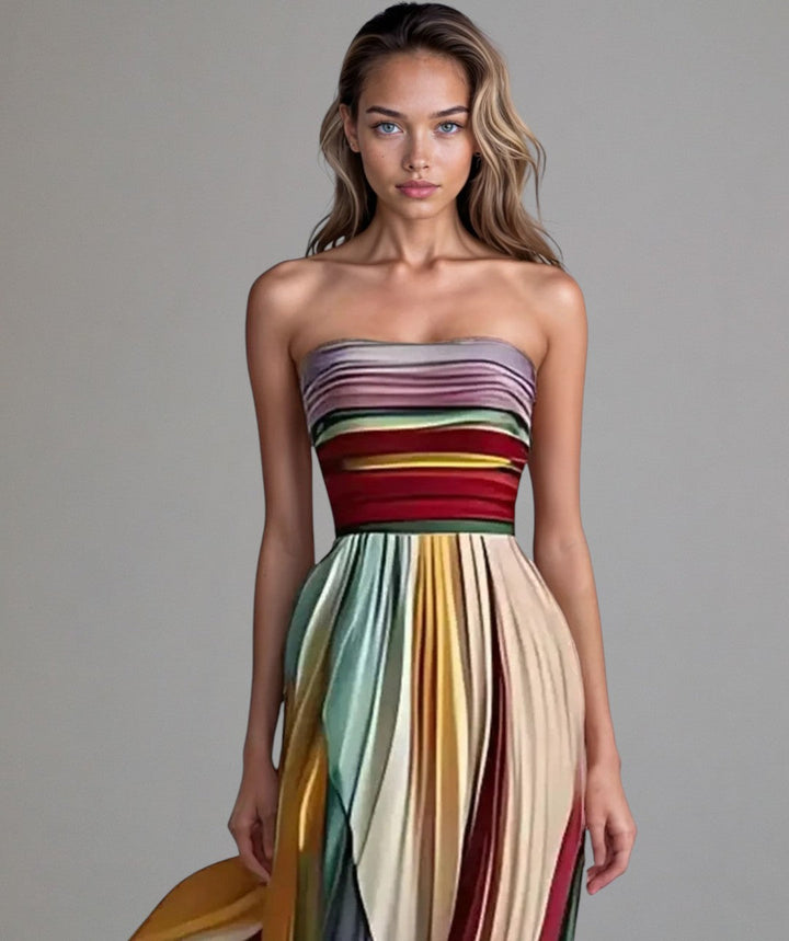 Karen Moree | Strapless Striped Dress